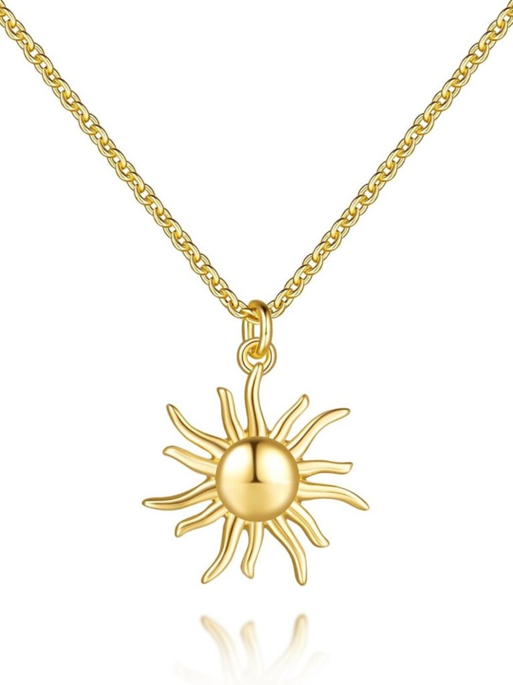 Elegant 14K Gold Sun Pendant Necklace for Women | Dainty Layering Jewelry
